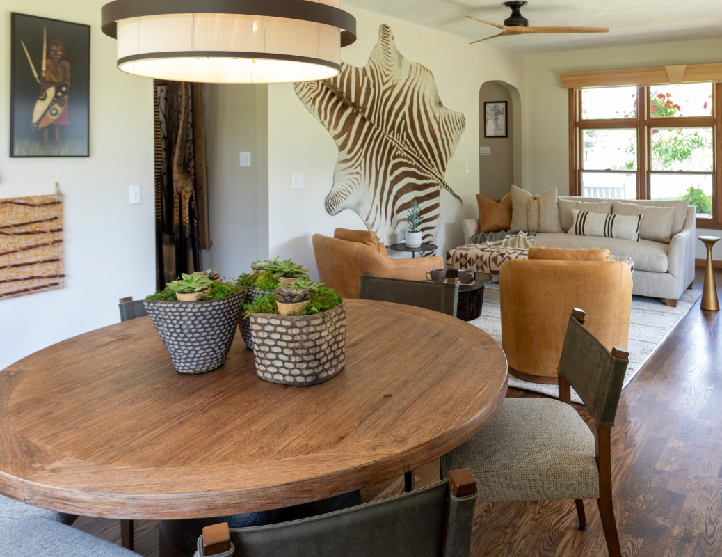Interior designed dining room and living space in Oshkosh